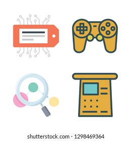 man icon set. vector set about gamepad, magnifying glass, cash machine and tag icons set.