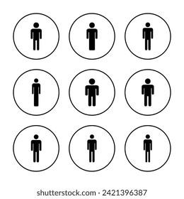 El vector del conjunto de iconos del hombre. signo y símbolo masculino. símbolo humano