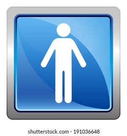man icon - squared vector button isolated on blue