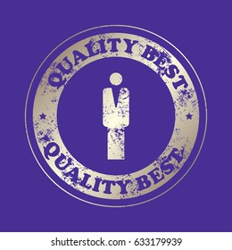 Man icon.  Stamp with text. Quality  best