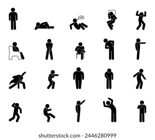 man icon, stick figure, people isolated pictogram