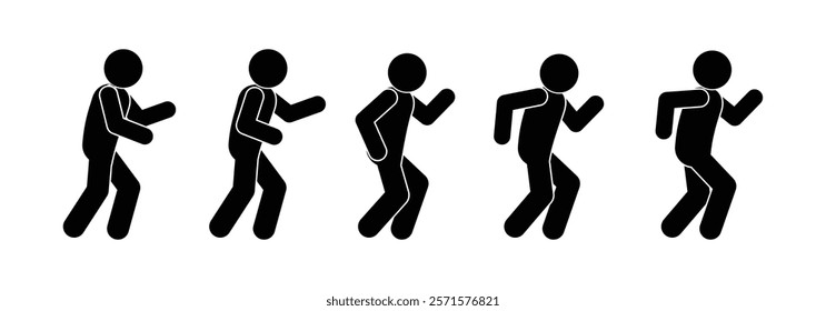 man icon, stick figure people silhouettes isolated on transparent background