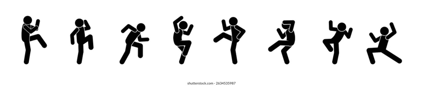 man icon, stick figure people, illustration of human postures and gestures, isolated pictograms