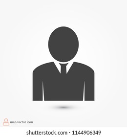 man icon, stock vector illustration flat design style