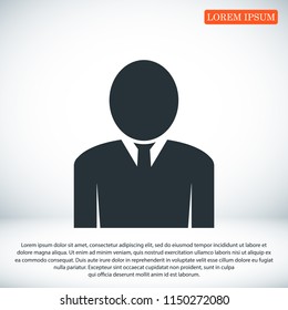man icon, stock vector illustration flat design style