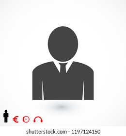 man icon, stock vector illustration flat design style