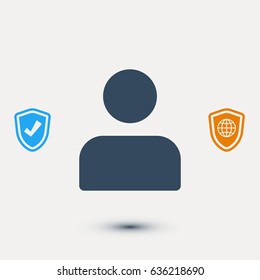 man icon, stock vector illustration flat design style