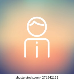 Línea delgada del icono del hombre para la web y el móvil, moderno diseño minimalista plano. Icono blanco vectorial en el fondo de malla gradiente.