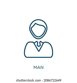 man icon. Thin linear man outline icon isolated on white background. Line vector man sign, symbol for web and mobile
