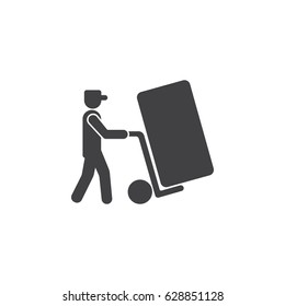 Man icon with trolley. vector illustration