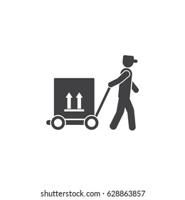 man icon with trolley.vector illustration on the white background