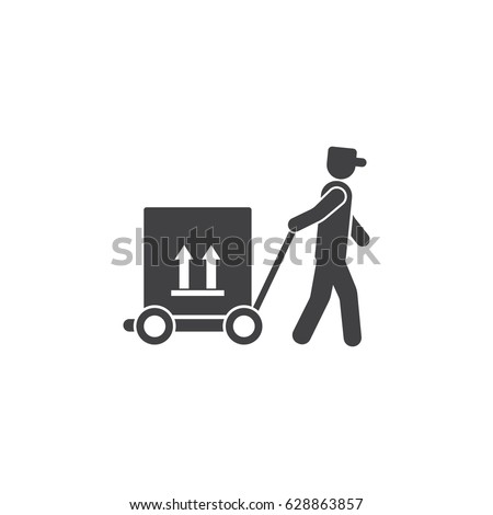 man icon with trolley.vector illustration on the white background