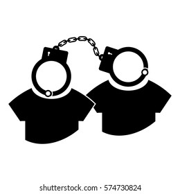 man icon. two guys sign. handcuffs black vector. prisoner 