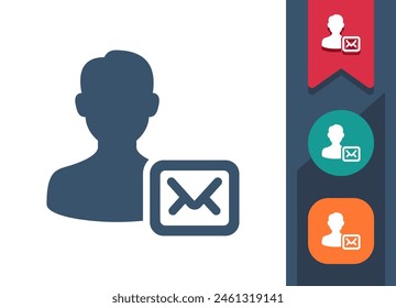 Icono de hombre. Usuario, Avatar, Sobre, Correo, Correo electrónico, Mensaje. Profesional, ícono de Vector perfecto píxel.