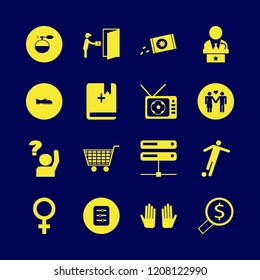 man icon. man vector icons set ask pupil, football tv match, filter and prayer hands