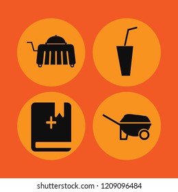 man icon. man vector icons set room service, bible, wheelbarrow and soda