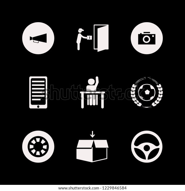 man icon. man vector icons set ask pupil,\
loud speaker, wheel and phone\
conversation