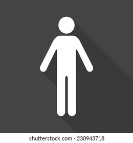 man icon - vector illustration with long shadow isolated on gray 
