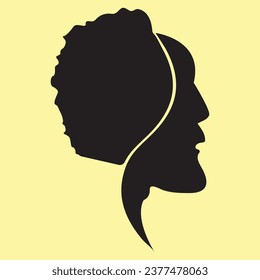 Man icon vector illustration on yellow background. Person side profile