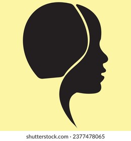 Man icon vector illustration on yellow background. Person side profile