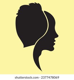 Man icon vector illustration on yellow background. Person side profile