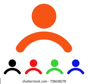 Man icon. Vector illustration style is a flat iconic man symbol with black, orange, red, green, blue color variants. Designed for web apps and software interfaces.