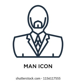 Man icon vector isolated on white background, Man transparent sign , thin pictogram or outline symbol design in linear style
