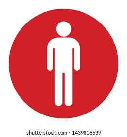 Man icon vector isolated on flat red round button illustration