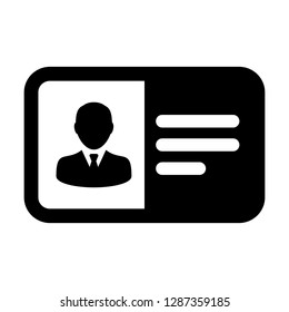 Man icon vector male user person profile avatar symbol with identity card in flat color glyph pictogram illustration