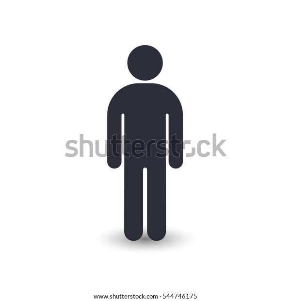 Man icon vector silhouette, front view, simple\
illustration isolated on\
white.