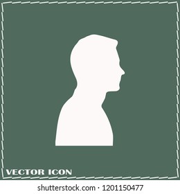 Man Icon vector. Simple flat symbol. Perfect Grey pictogram illustration on green background.