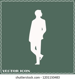 Man Icon vector. Simple flat symbol. Perfect Grey pictogram illustration on green background.
