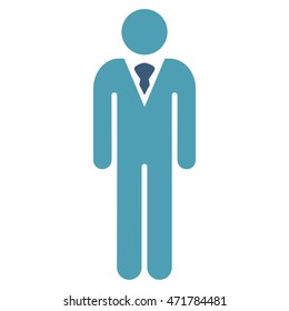 Man icon. Vector style is bicolor flat iconic symbol with rounded angles, cyan and blue colors, white background.