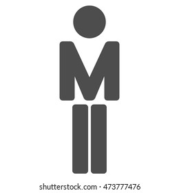 Man icon. Vector style is flat iconic symbol with rounded angles, gray color, white background.