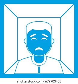 Man icon white isolated on blue background vector illustration