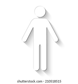 man icon - white vector illustration with shadow