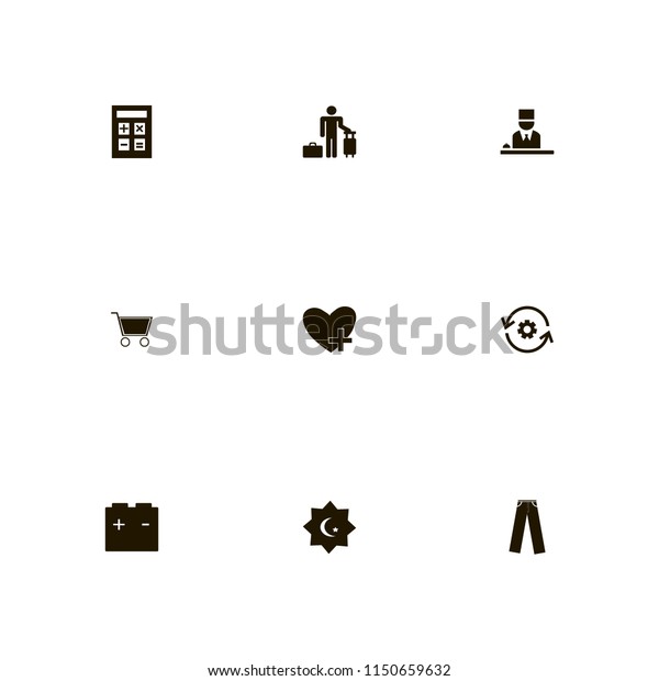 man icons. favorites, trousers, shopping cart\
and recycle gear vector icons\
set
