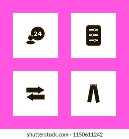 man icons. filter, left right arrows, trousers and room service vector icons set