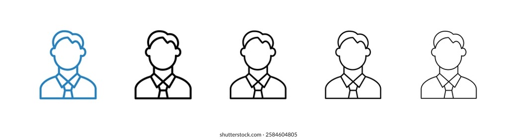Man icons in five different stroke sizes