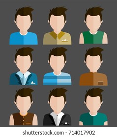 Man icons in flat design, bright colours