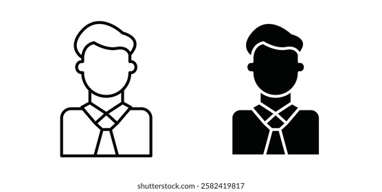 Man icons pack vectors in black flat and strokes
