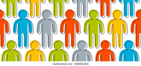 Man icons seamless background, endless pattern with simple man signs.
