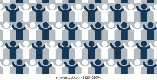 Man icons seamless background, friends friendship endless pattern with simple man signs.
