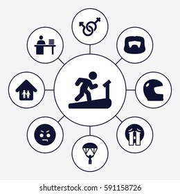 man icons set. Set of 9 man filled icons such as angry emot, crying emoji, male and female, family home