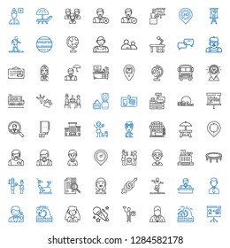 man icons set. Collection of man with presentation, tsunami, groom, worker, voice, bride, barman, businessman, employee, stretching, gender, curriculum. Editable and scalable man icons.