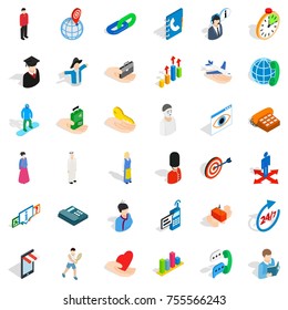 Man icons set. Isometric style of 36 man vector icons for web isolated on white background