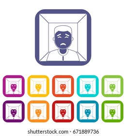 Man icons set vector illustration in flat style In colors red, blue, green and other