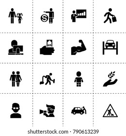 Man icons. vector collection filled man icons. includes symbols such as harvest, lecturer, hand holding money, car lift, car repair. use for web, mobile and ui design.