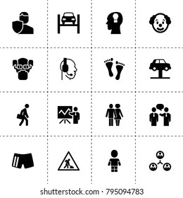 Man icons. vector collection filled man icons. includes symbols such as lecturer, businessmen communication, structure, car lift. use for web, mobile and ui design.