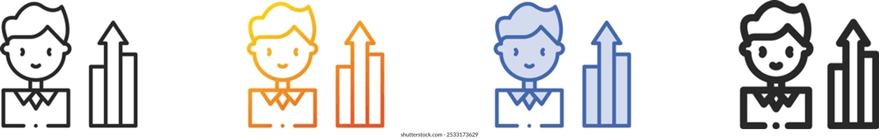 man icon.Thin Linear, Gradient, Blue Stroke and bold Style Design Isolated On White Background